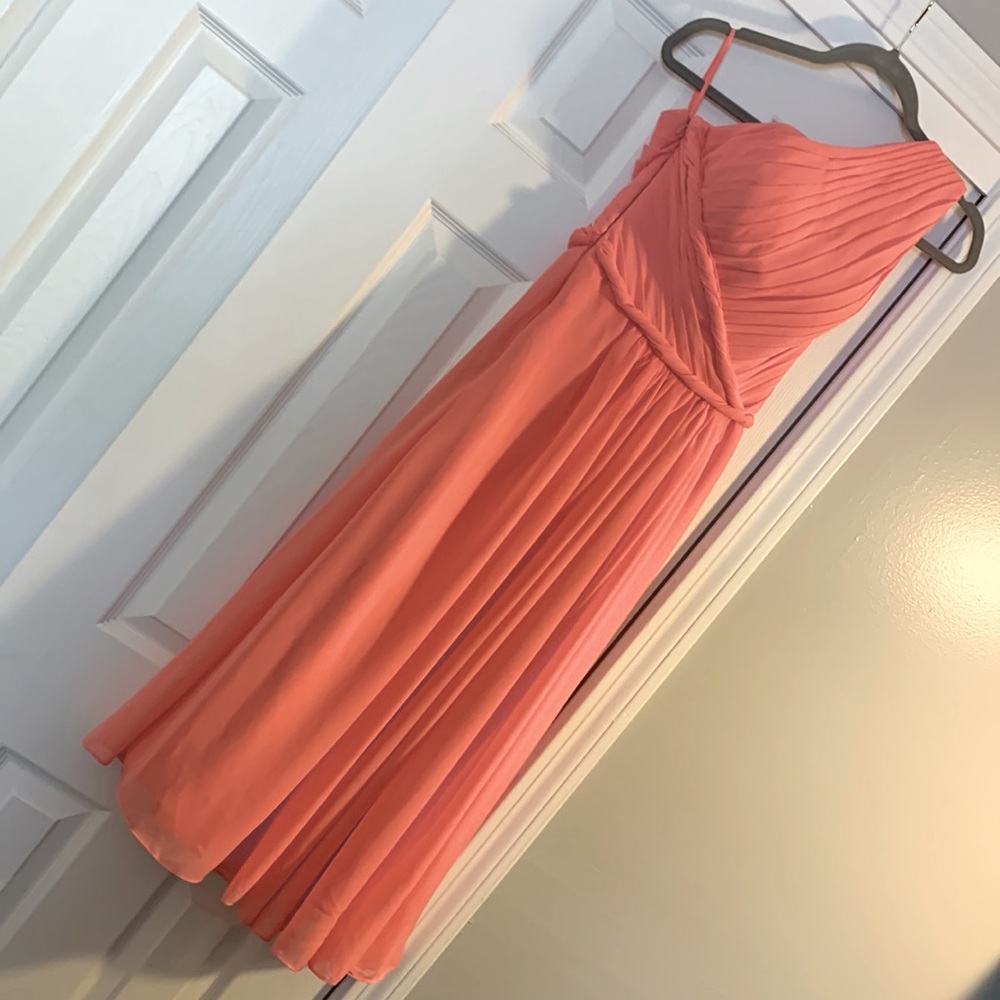 Beautifully peach color one shoulder evening gown!